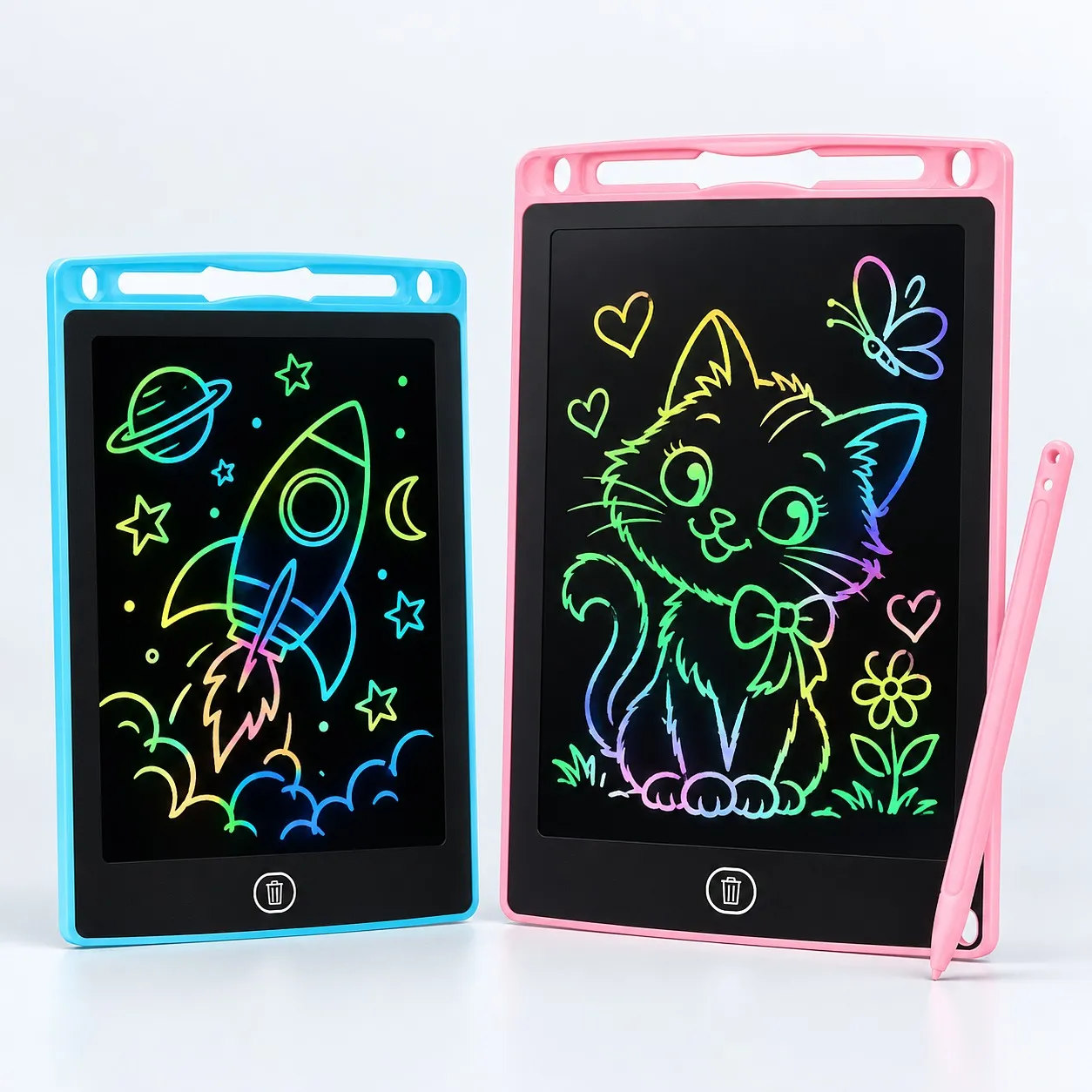 LCD drawing tablets in 6.5 inch blue and 8.5 inch pink