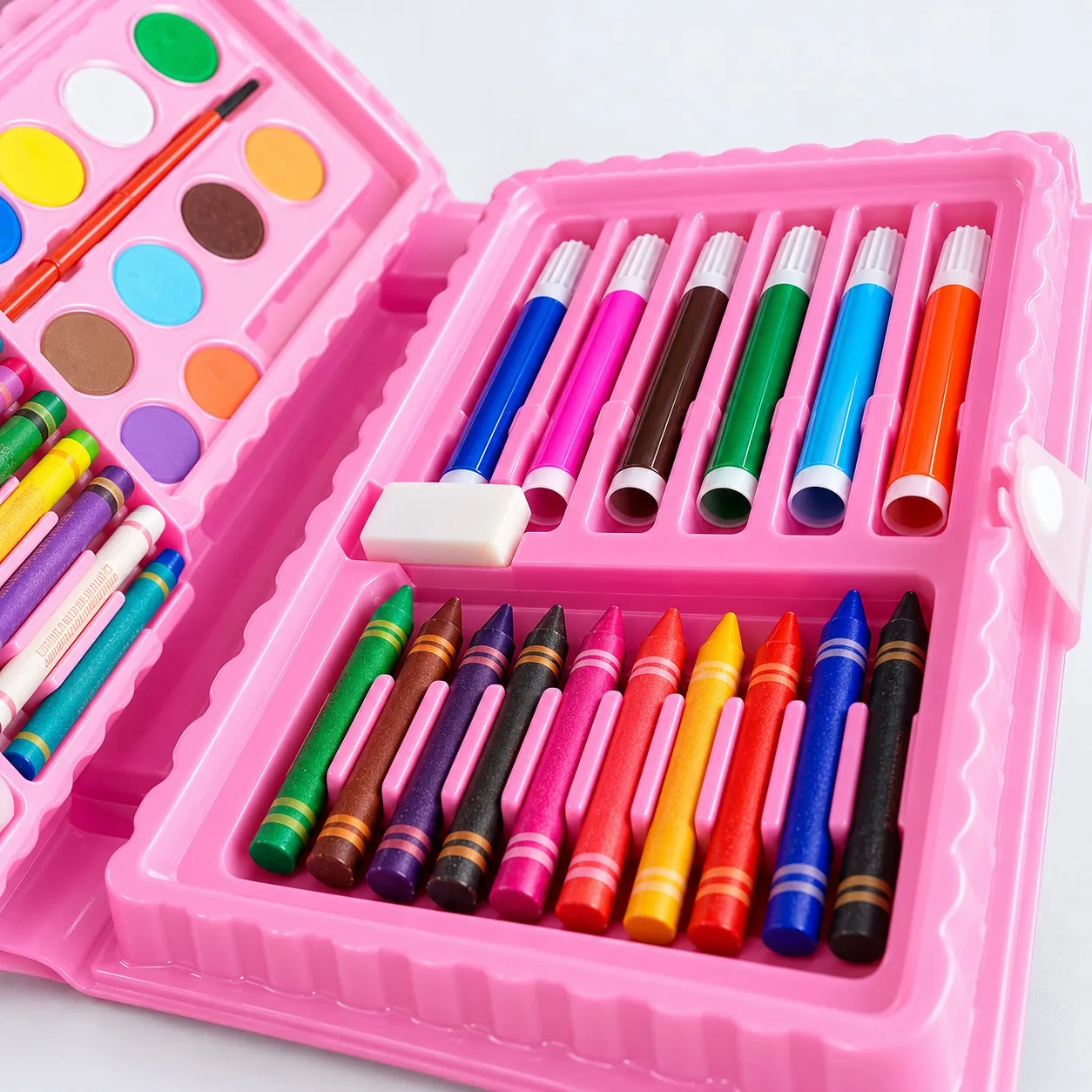 Crayons and markers in the art set