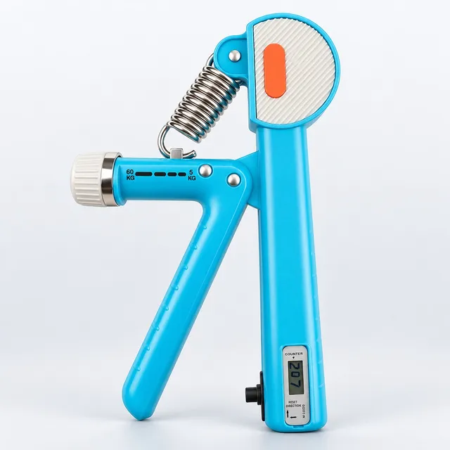 Digital Hand Gripper with Counter, 5–60 kg (Light Blue)