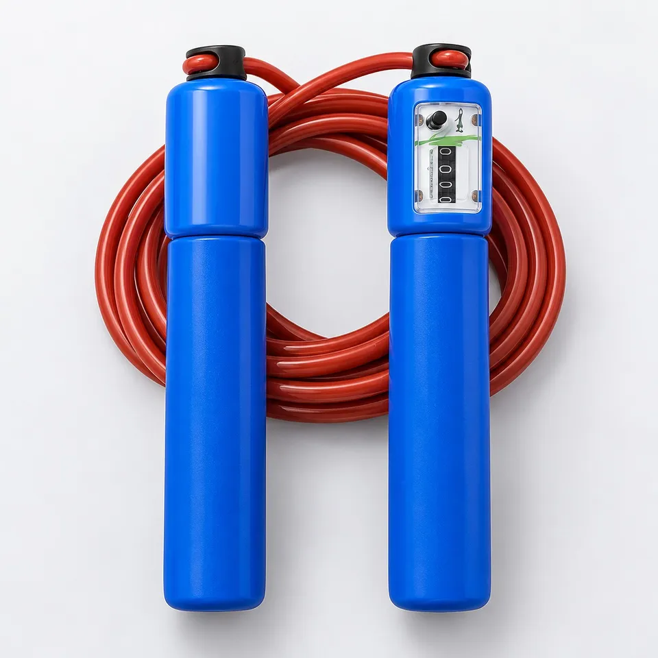 Skipping rope with counter, blue handles