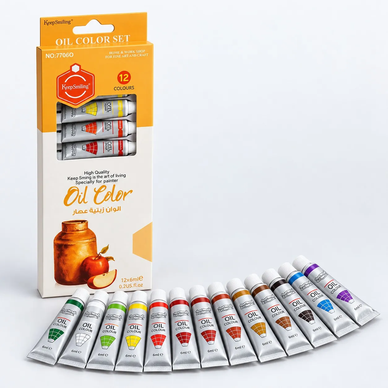 Keep Smiling oil colour set, 12 colours in 6 ml tubes