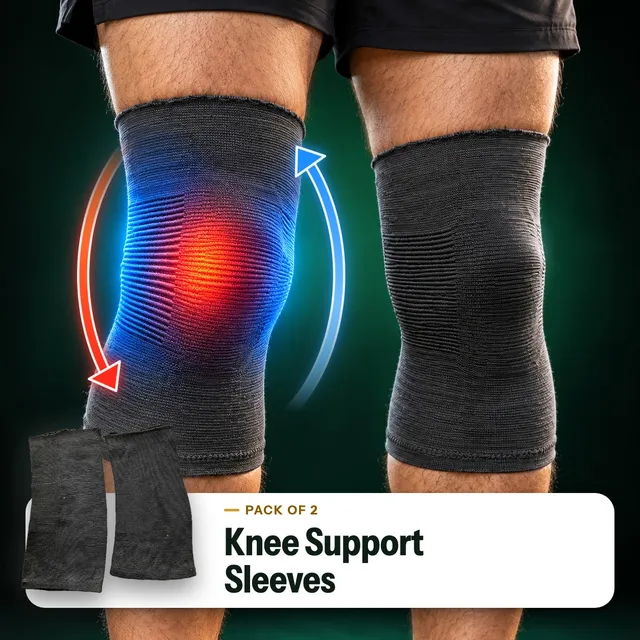 FaiFit Knitted Knee Support Sleeves, Pack of 2