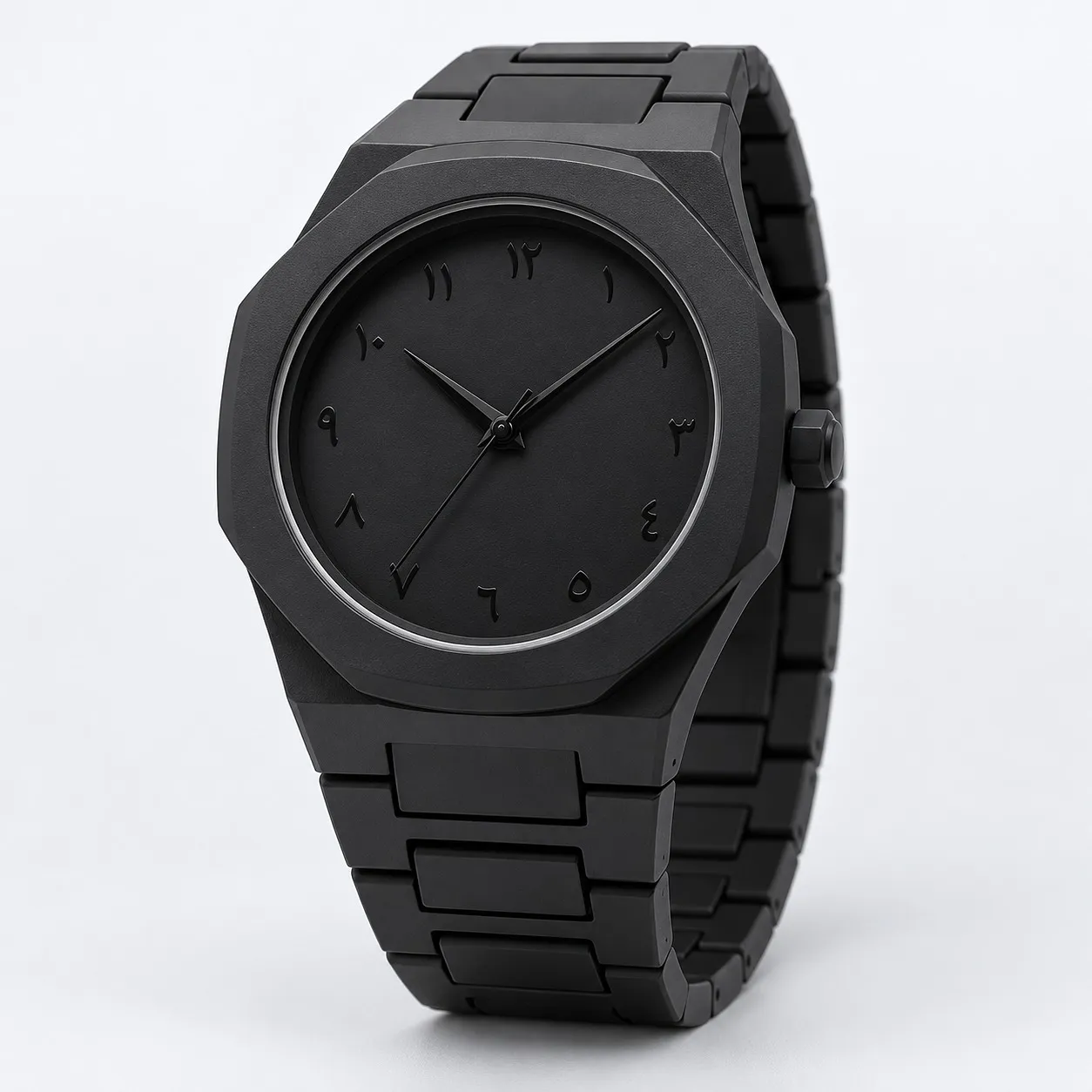 Black Arabic Aura watch for men with an octagonal bezel and Eastern Arabic numerals