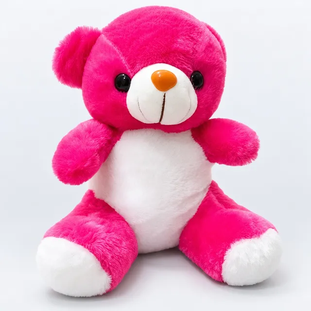 Pink Teddy Bear Soft Toy with White Belly and Paws