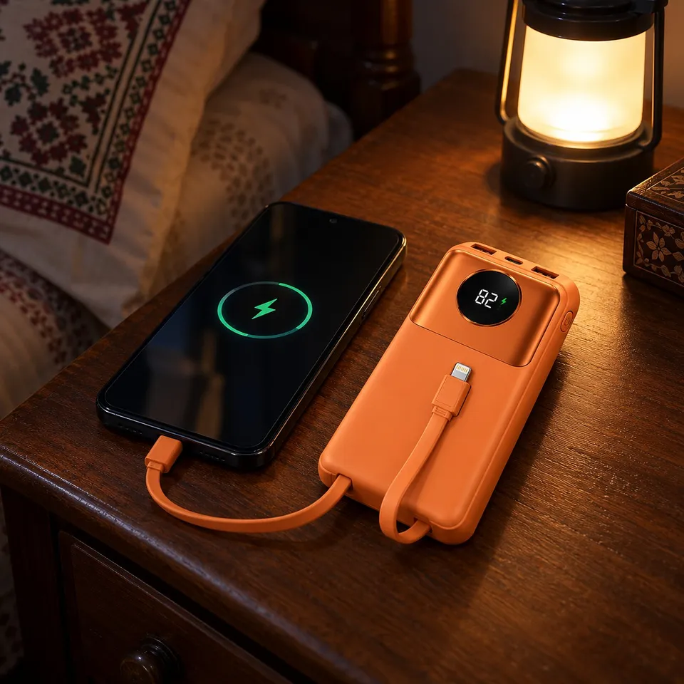 LMA power bank charging a phone at night during load-shedding