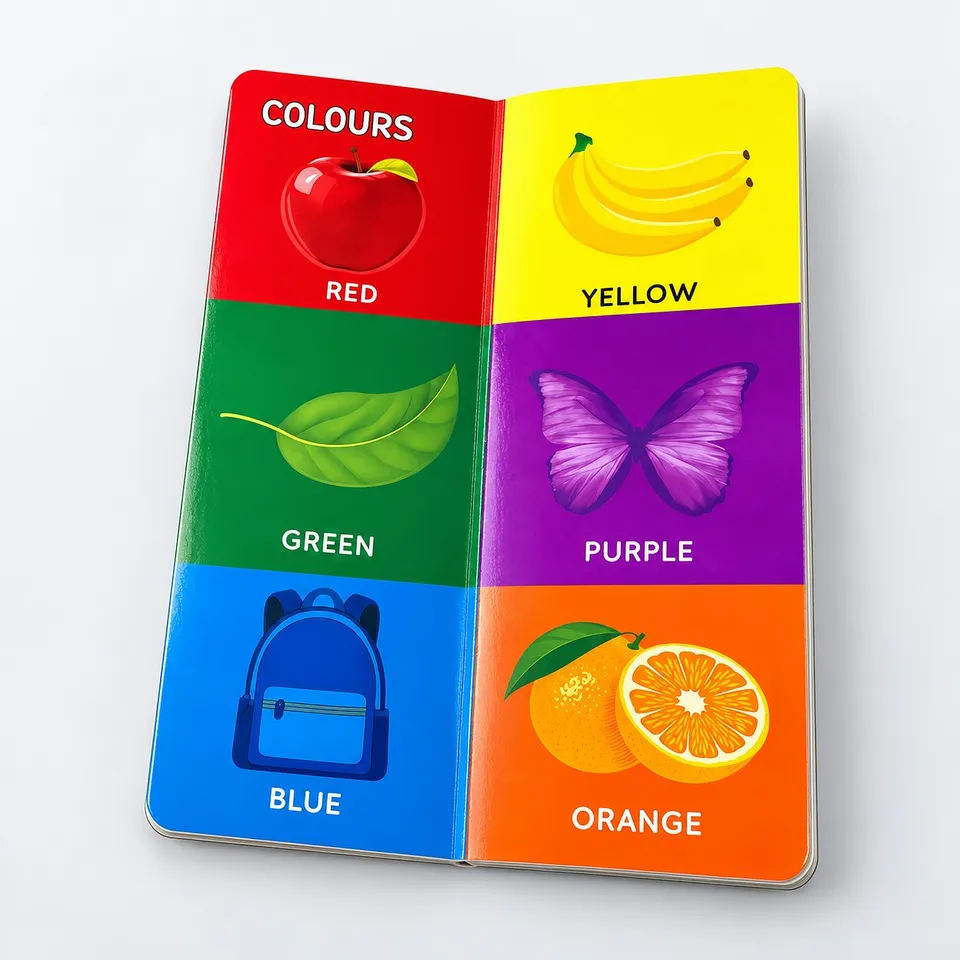 Colours page of the wipe-clean numbers book