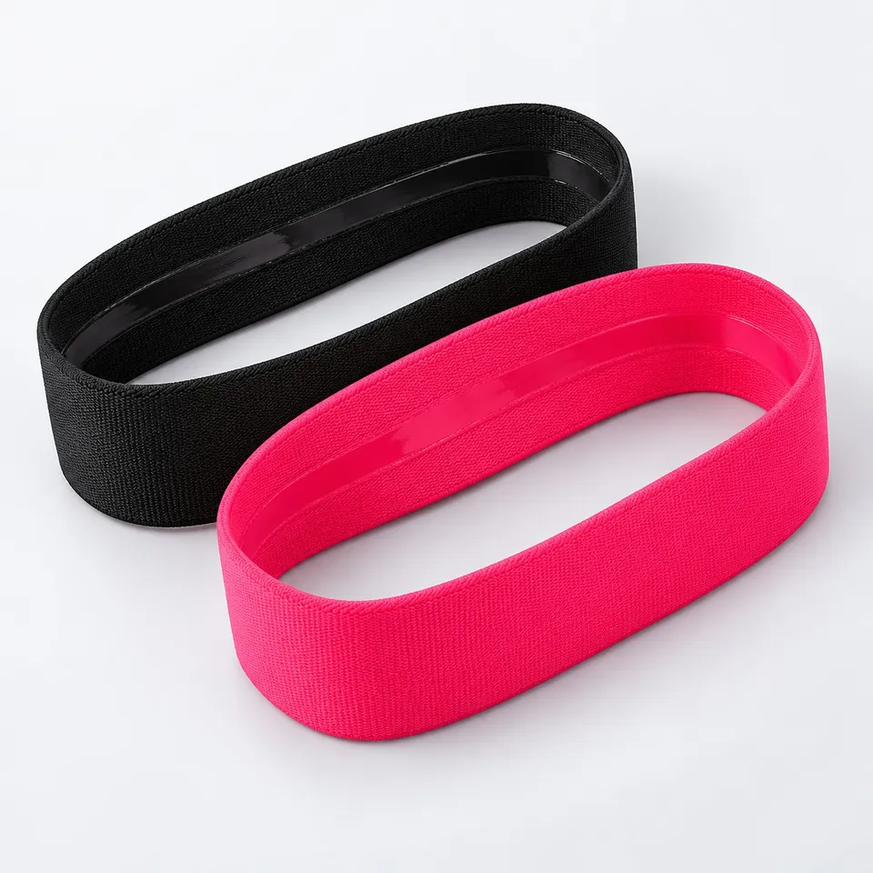 Black and pink fabric hip resistance bands