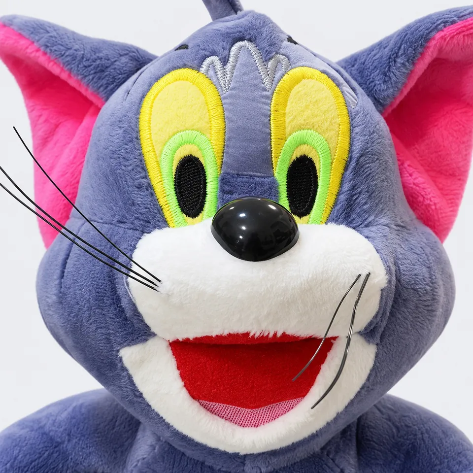 Close-up of the Tom cat plush toy’s face