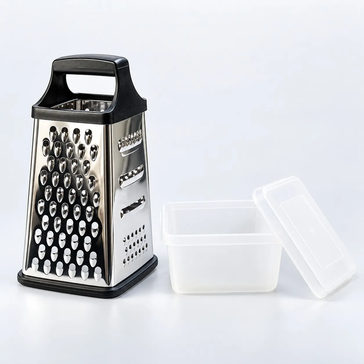 Box grater lifted off its storage container