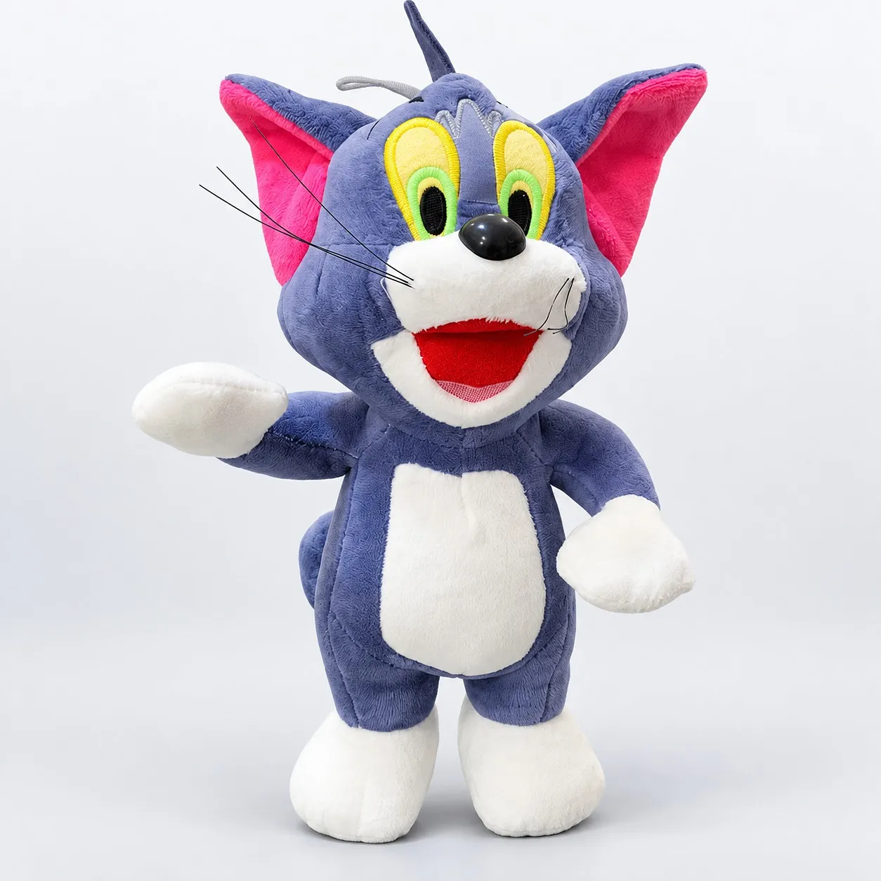 Tom cat plush soft toy in blue-grey and white