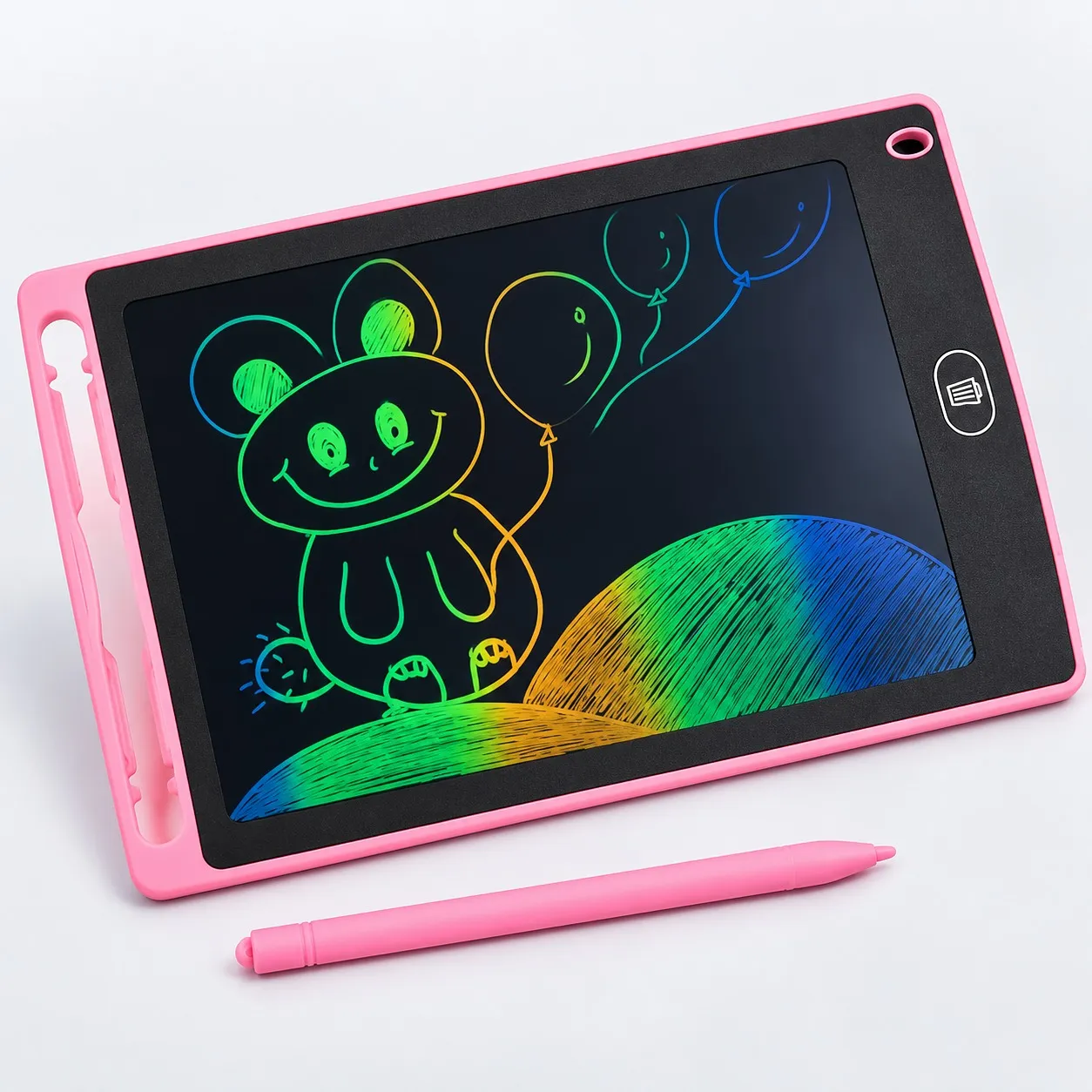 Kids LCD writing tablet in pink with stylus