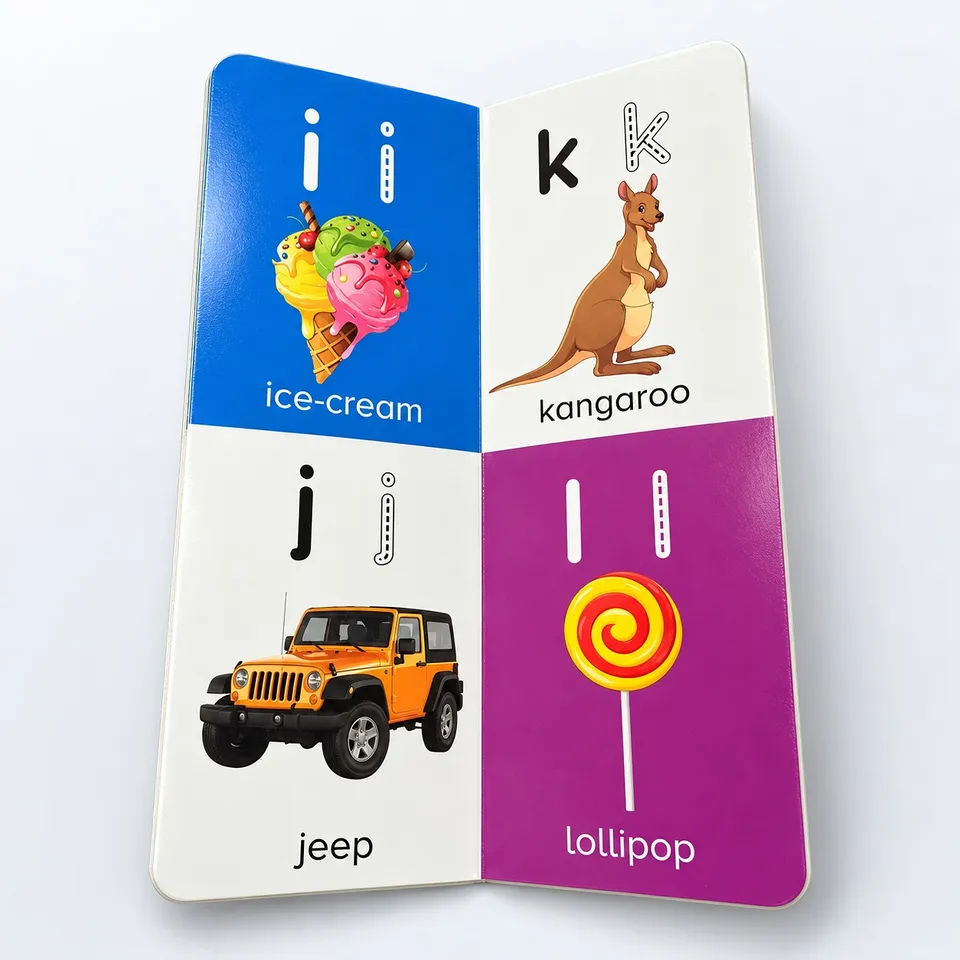 Alphabet pages with tracing letters and pictures