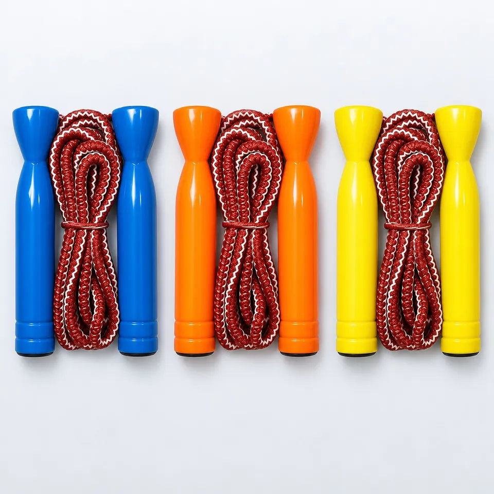 RS skipping ropes in blue, orange and yellow