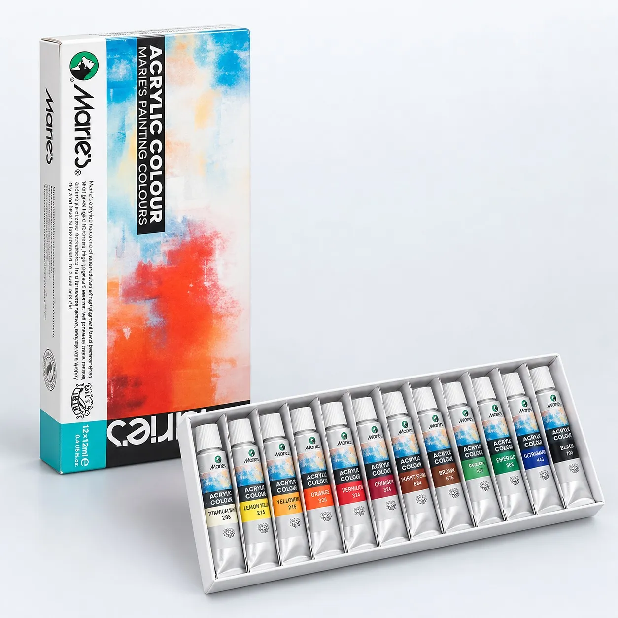 Marie’s acrylic colour set of 12 tubes with box