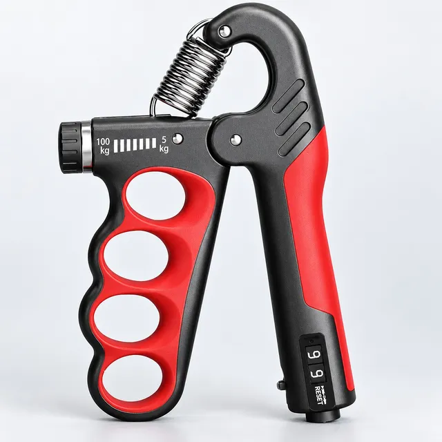 Adjustable Hand Gripper 5–100 kg, Ergonomic Finger Grip (Red)