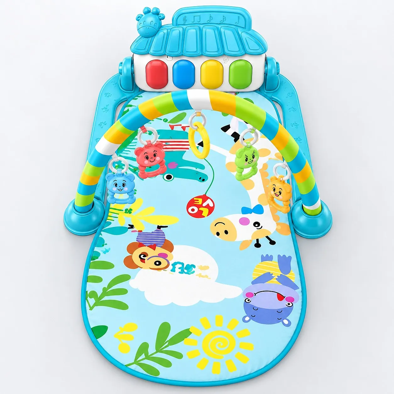 Baby play gym mat seen from above