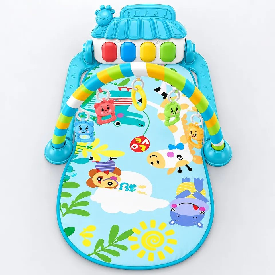 Baby play gym mat seen from above