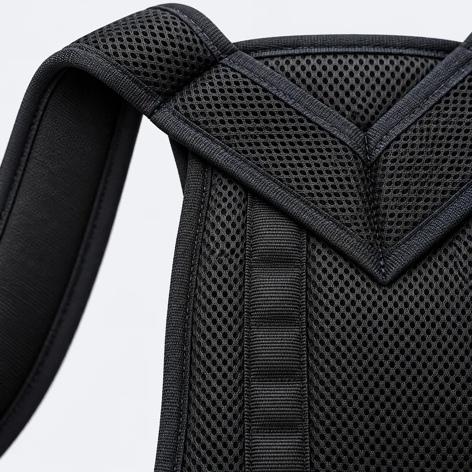 Mesh back panel and support bar of the posture corrector