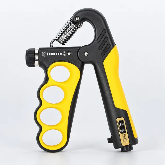 Hand Gripper with Counter, Adjustable 5–100 kg (Yellow)