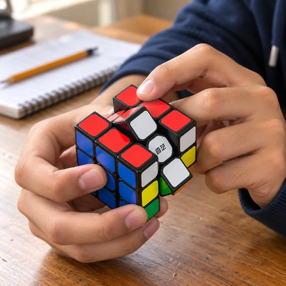 Hands solving the QY Sail W speed cube