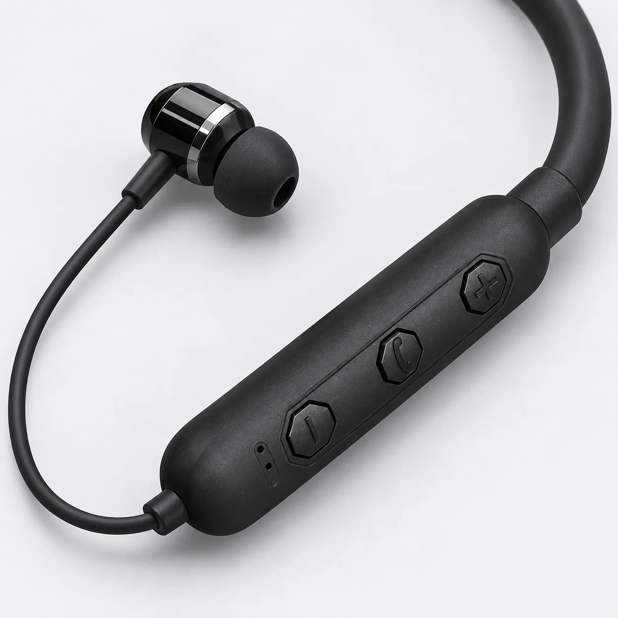 Control buttons and earbud on the neckband