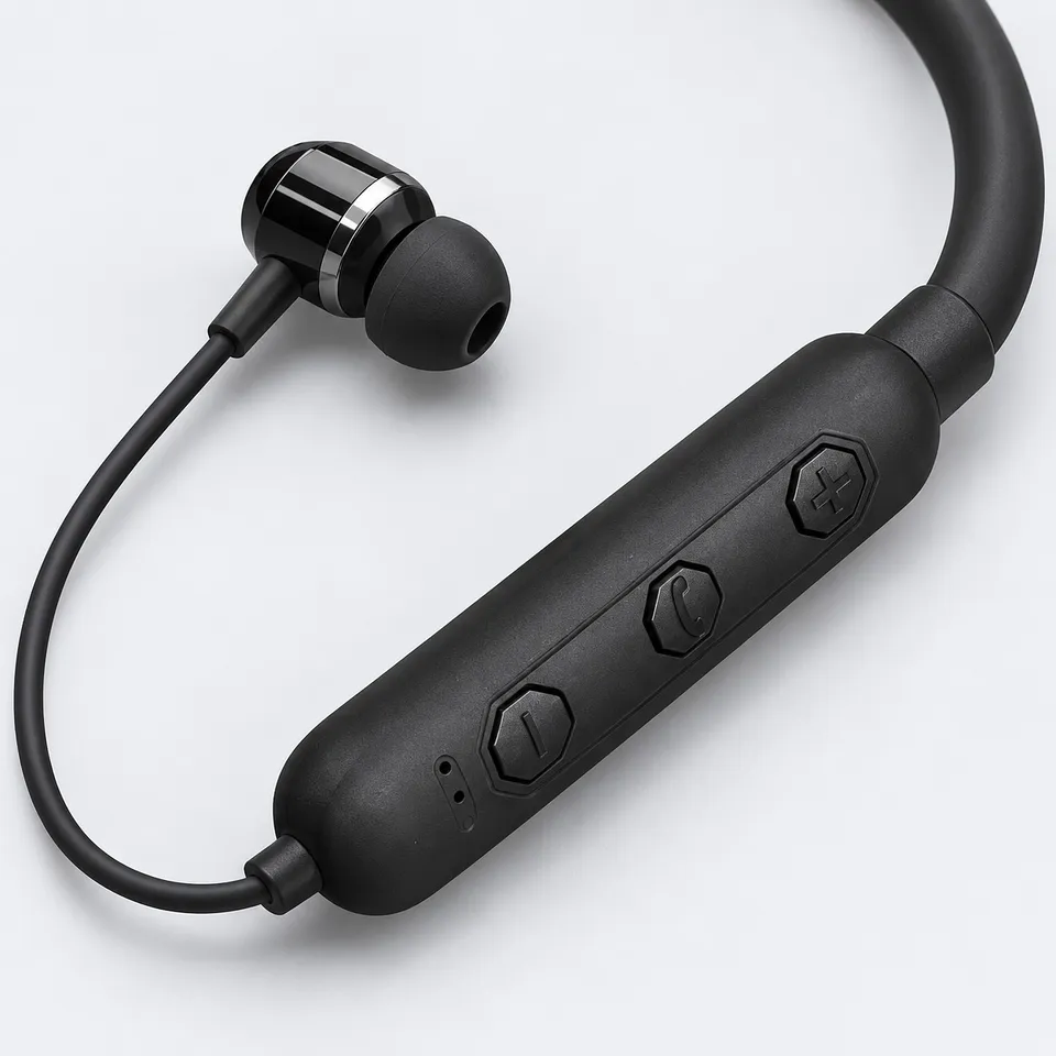 Control buttons and earbud on the neckband